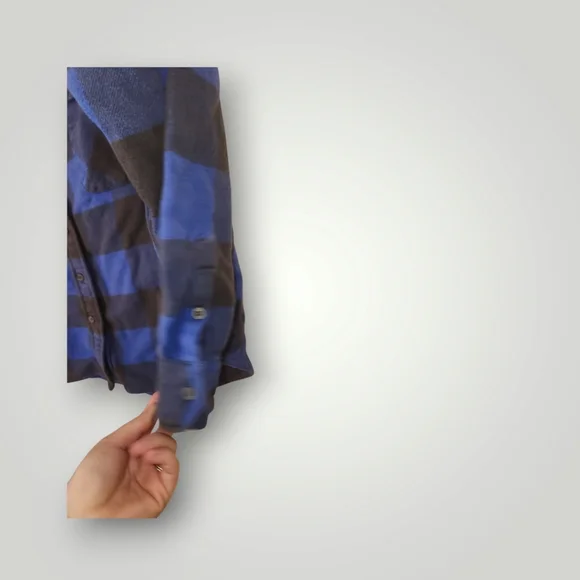 Aerie blue gray plaid flannel boyfriend jacket size Small - Picture 6 of 9